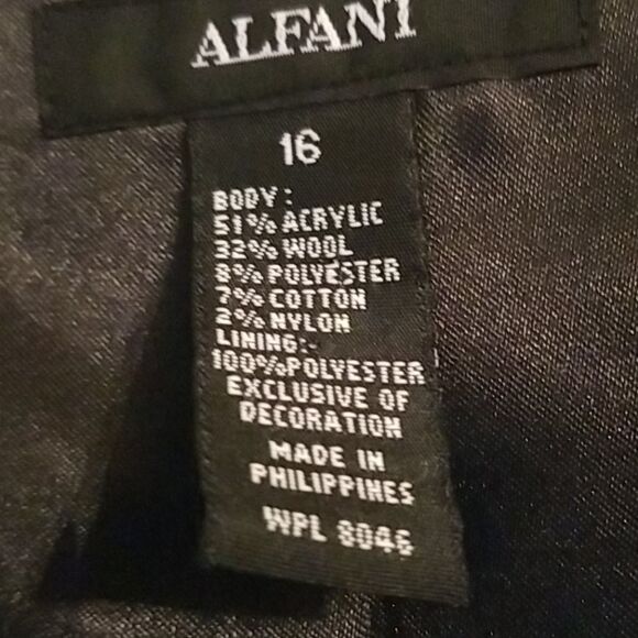 Alfani Wool Blend Jacket Black Womens Size 16 - Picture 3 of 9